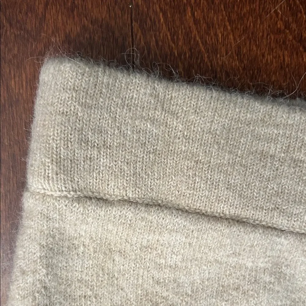Mango Closet Staple Beige Tea Length Pencil Skirt, Wool Alpaca Blend, Size Med